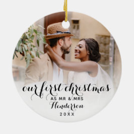 Unsere ersten Weihnachten als Mr. & Mrs. Wedding F Keramik Ornament