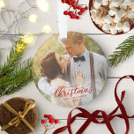 Unsere ersten Weihnachten als Mr. und Mrs. 2020 Re Ornament<br><div class="desc">Unsere ersten Weihnachten als Mr. und Mrs. 2020 Red Script Ornament</div>
