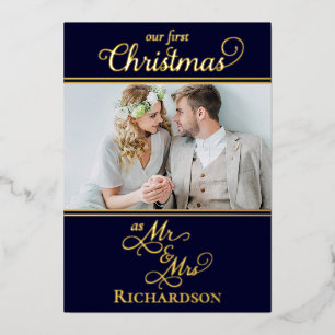 Unsere ersten Weihnachten als Mr. und Mrs. Blue un Folien Feiertagskarte