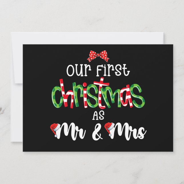 Unsere ersten Weihnachten als Mr. und Mrs. Ehefrau Einladung (Vorderseite)