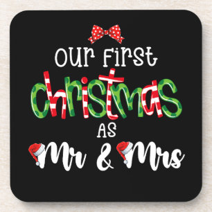 Unsere ersten Weihnachten als Mr. und Mrs. Ehefrau Getränkeuntersetzer
