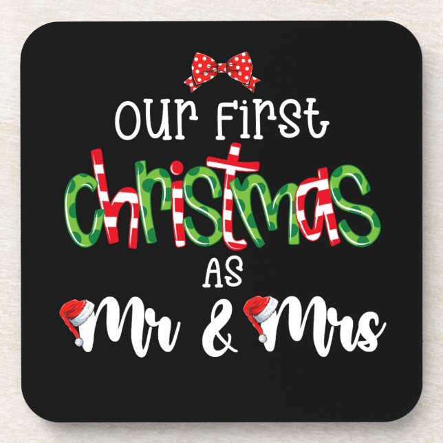 Unsere ersten Weihnachten als Mr. und Mrs. Ehefrau Getränkeuntersetzer (Vorderseite)
