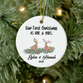 Unsere ersten Weihnachten als Mr. und Mrs. Persona Keramik Ornament