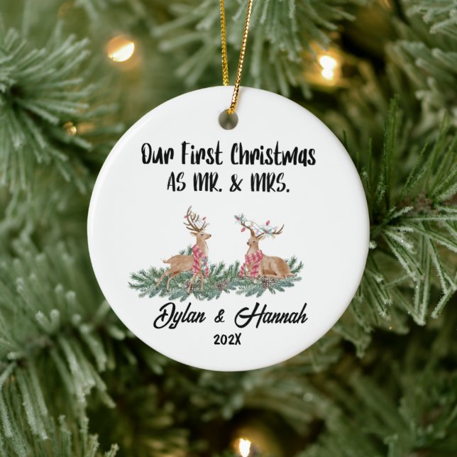 Unsere ersten Weihnachten als Mr. und Mrs. Persona Keramik Ornament (Baum)