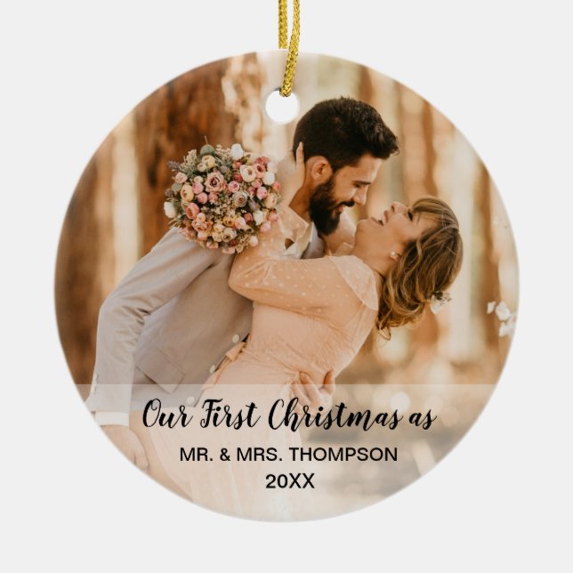 Unsere ersten Weihnachten als Mr. und Mrs. Wedding Keramik Ornament (Vorne)