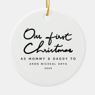 Unsere ersten Weihnachten als Mummy und Daddy-Foto Keramik Ornament