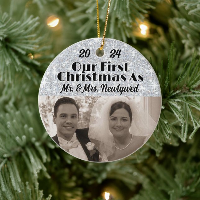 Unsere ersten Weihnachten als Neugeborene personal Keramik Ornament (Baum)