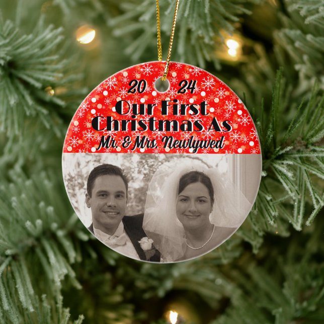 Unsere ersten Weihnachten als Neugeborene personal Keramik Ornament (Baum)