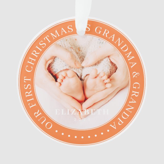 Unsere ersten Weihnachten als Oma und Opa einfach Ornament (Vorderseite)