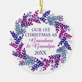 Unsere ersten Weihnachten als Oma und Opa Lila Keramik Ornament