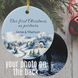 Unsere ersten Weihnachten als Partner Foto Winter  Keramik Ornament