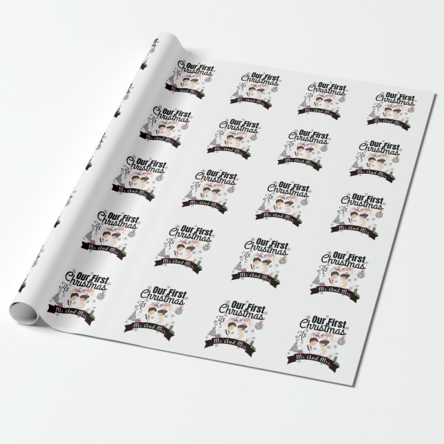 Unsere ersten Weihnachten als T - Shirt Noteboo Geschenkpapier (Ungerollt)