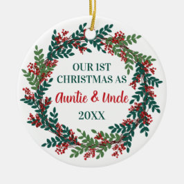 Unsere ersten Weihnachten als Tante und Onkel Kran Keramik Ornament