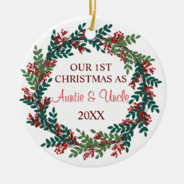Unsere ersten Weihnachten als Tante und Onkel Kran Keramik Ornament