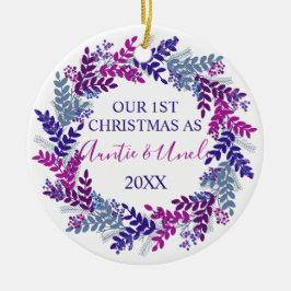 Unsere ersten Weihnachten als Tante und Onkel Lila Keramik Ornament