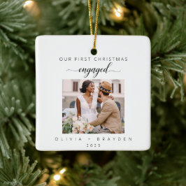 Unsere ersten Weihnachten als Verlobtes Foto Minim Keramikornament
