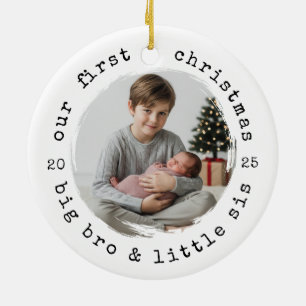 Unsere ersten Weihnachten - Big Bro & Little Sis R Keramik Ornament
