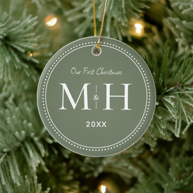Unsere ersten Weihnachten frisch gezwitschert Mono Keramik Ornament (Baum)