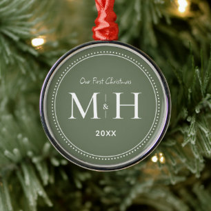 Unsere ersten Weihnachten frisch gezwitschert Mono Ornament Aus Metall