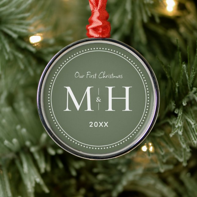 Unsere ersten Weihnachten frisch gezwitschert Mono Ornament Aus Metall (Baum)