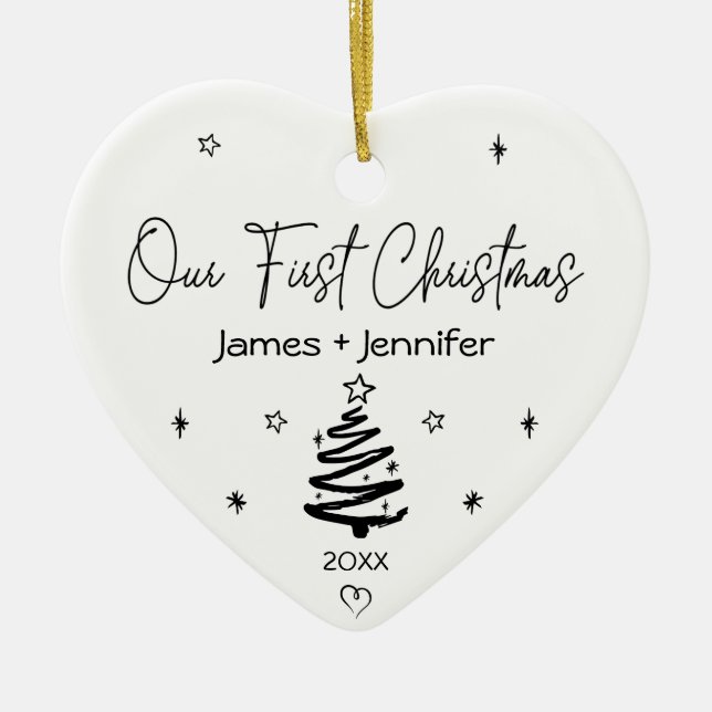 Unsere ersten Weihnachten für ein paar Individuell Keramik Ornament (Vorne)