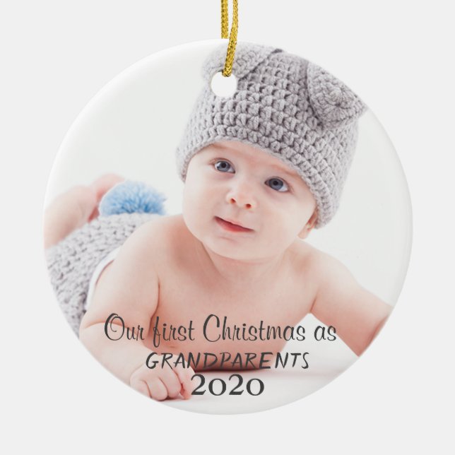 Unsere ersten Weihnachten, Ihr Foto Keramik Ornament (Vorne)
