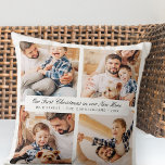 Unsere ersten Weihnachten in unserem neuen Zuhause Kissen<br><div class="desc">Design besteht aus modernem,  schicken Typografie mit Sans Serif und Serif Schriftart. Fügen Sie benutzerdefinierte Fotos der Familie und neue Zuhause und Jahr.</div>