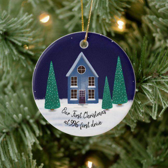 unsere ersten Weihnachten in unserer neuen Zuhause Keramik Ornament (Baum)