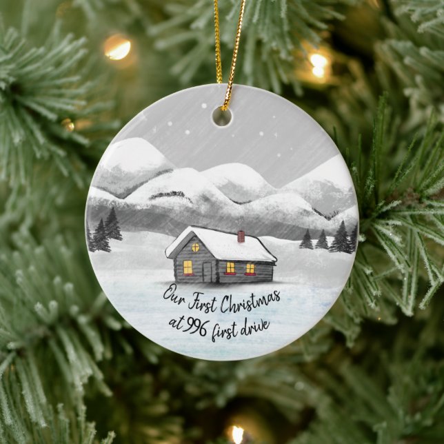 unsere ersten Weihnachten in unserer neuen Zuhause Keramik Ornament (Baum)