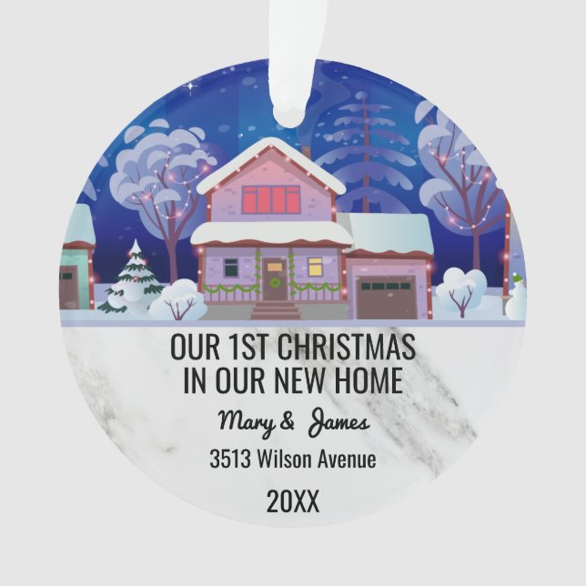 Unsere ersten Weihnachten in unserer neuen Zuhause Ornament (Vorderseite)