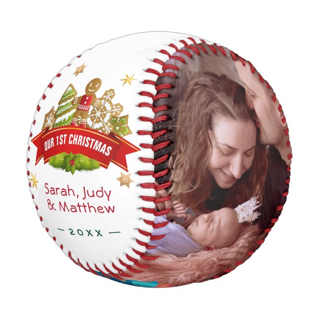 Unsere ersten Weihnachten mit Fotos Baseball (Schrägansicht)