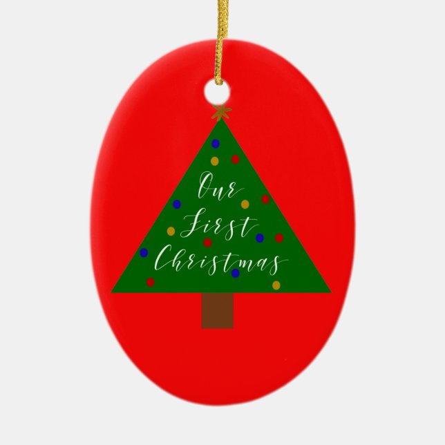 Unsere ersten Weihnachten mit maßgeschneidertem Fo Keramik Ornament (Vorne)