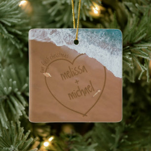 Unsere ersten Weihnachten mit Names Beach gestorbe Keramikornament