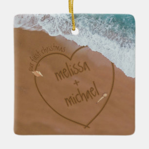 Unsere ersten Weihnachten mit Names Beach gestorbe Keramikornament