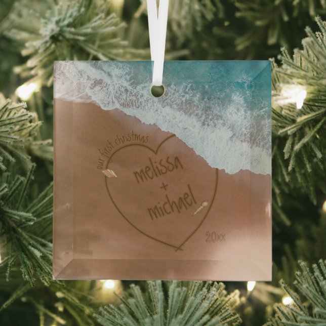 Unsere ersten Weihnachten mit Names Beach gestorbe Ornament Aus Glas (Insitu)