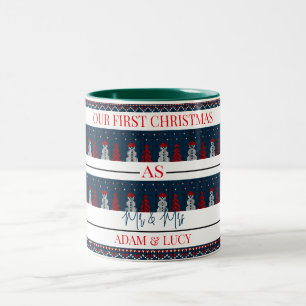 Unsere ersten Weihnachten Mr. und Mrs. frisch ve Zweifarbige Tasse