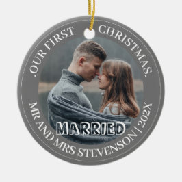 Unsere ersten Weihnachten Mr. und Mrs. frisch verm Keramik Ornament