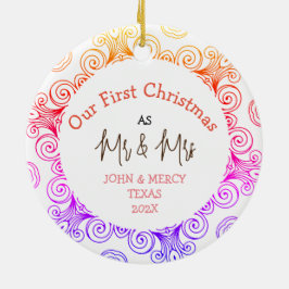 Unsere ersten Weihnachten Mr. und Mrs. frisch verm Keramik Ornament