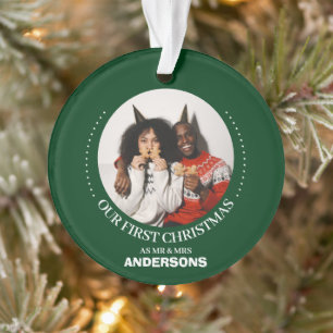 Unsere ersten Weihnachten Mr. und Mrs. frisch verm Ornament