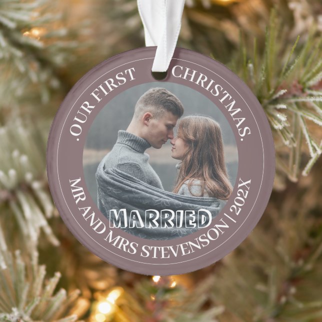 Unsere ersten Weihnachten Mr. und Mrs. frisch verm Ornament (Baum)