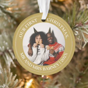 Unsere ersten Weihnachten Mr. und Mrs. frisch verm Ornament