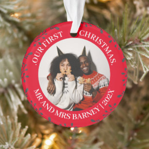 Unsere ersten Weihnachten Mr. und Mrs. frisch verm Ornament