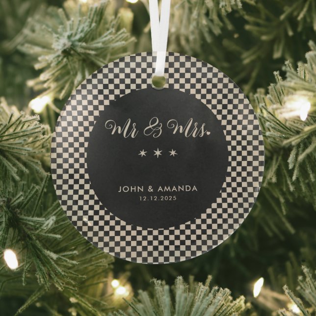 Unsere ersten Weihnachten neu verheiratet Retro Mr Ornament Aus Glas (InSitu)