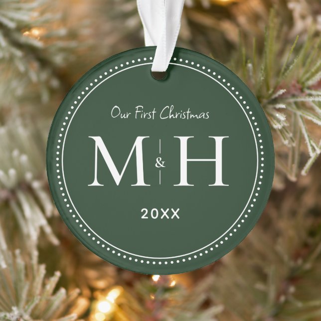 Unsere ersten Weihnachten Newlywings Monogram Gree Ornament (Baum)