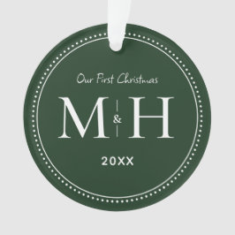 Unsere ersten Weihnachten Newlywings Monogram Gree Ornament