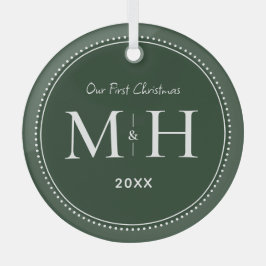 Unsere ersten Weihnachten Newlywings Monogram Gree Ornament Aus Glas
