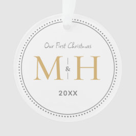 Unsere ersten Weihnachten Newlywings Monogram Whit Ornament
