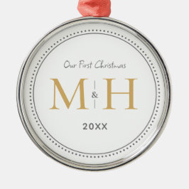 Unsere ersten Weihnachten Newlywings Monogram Whit Ornament Aus Metall