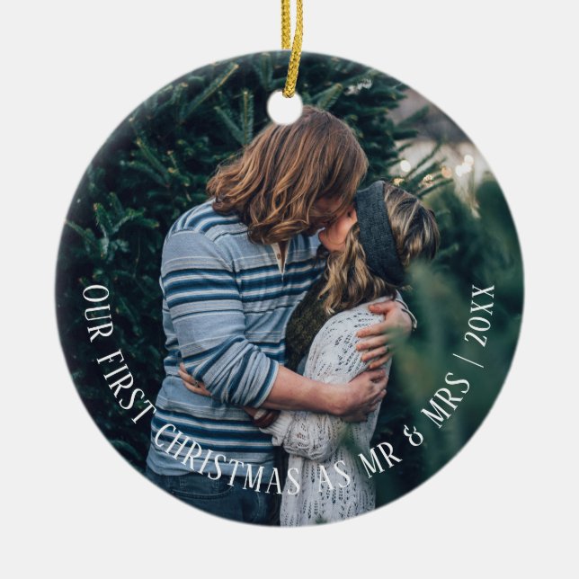 Unsere ersten Weihnachten Personalisiert Keramikornament (Vorne)