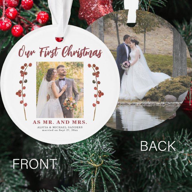 Unsere ersten Weihnachten verheiratet 2 Foto moder Ornament (Von Creator hochgeladen)